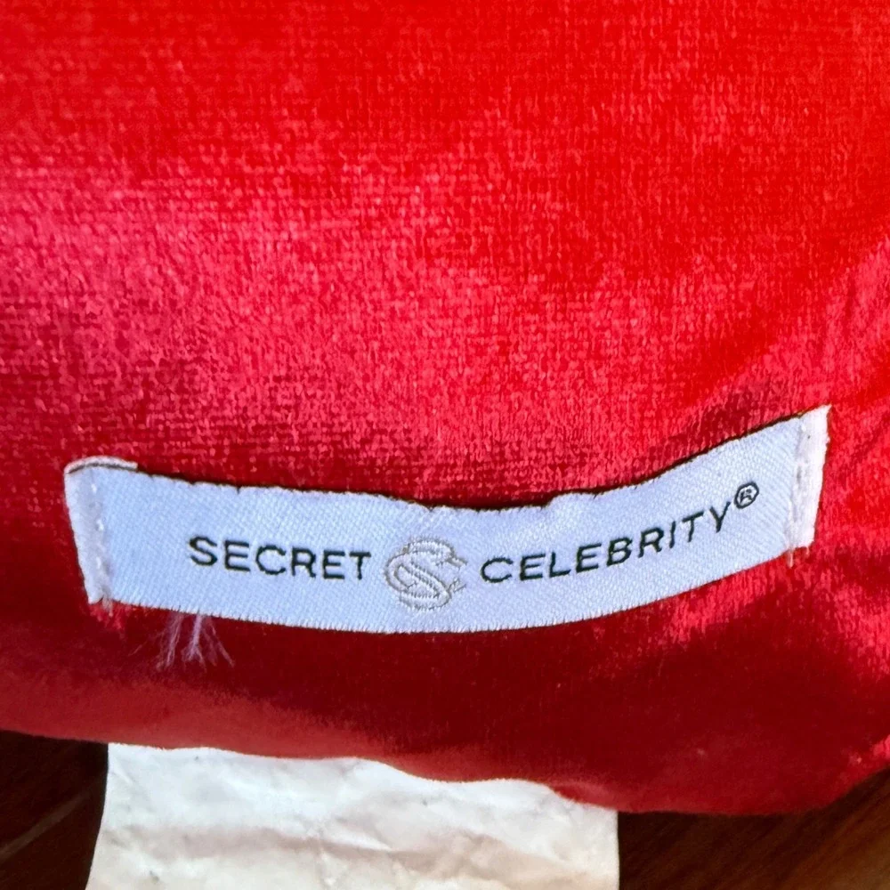Secret Celebrity Christmas Pillow Red Car Tree Embroidered‎ 14x20 Throw Cushion